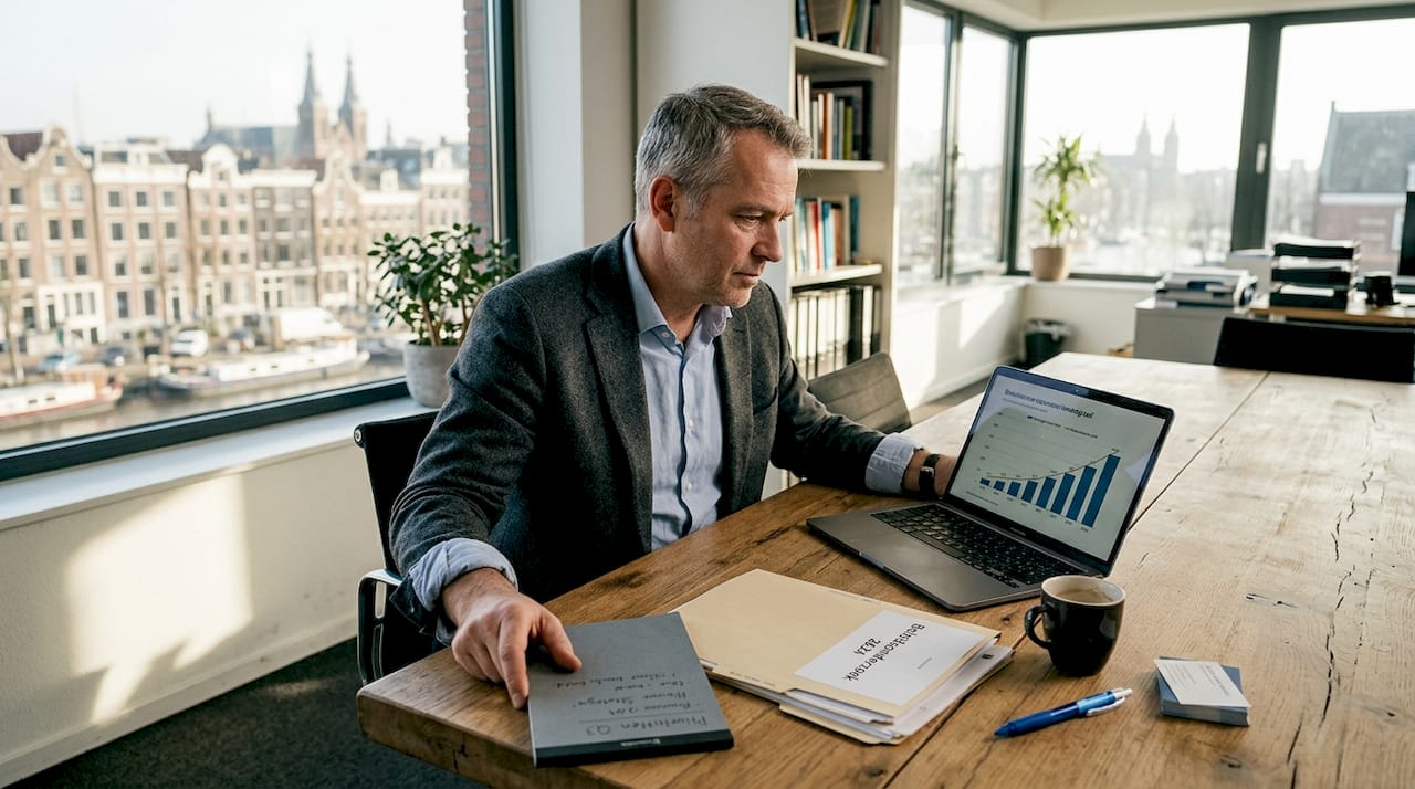 In zijn hoekpand bekijkt de ondernemer zorgvuldig welke risico's er op de loer liggen.