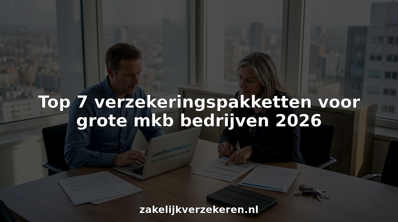 Twee mkb-ondernemers overleggen op kantoor over hun verzekeringspakket.