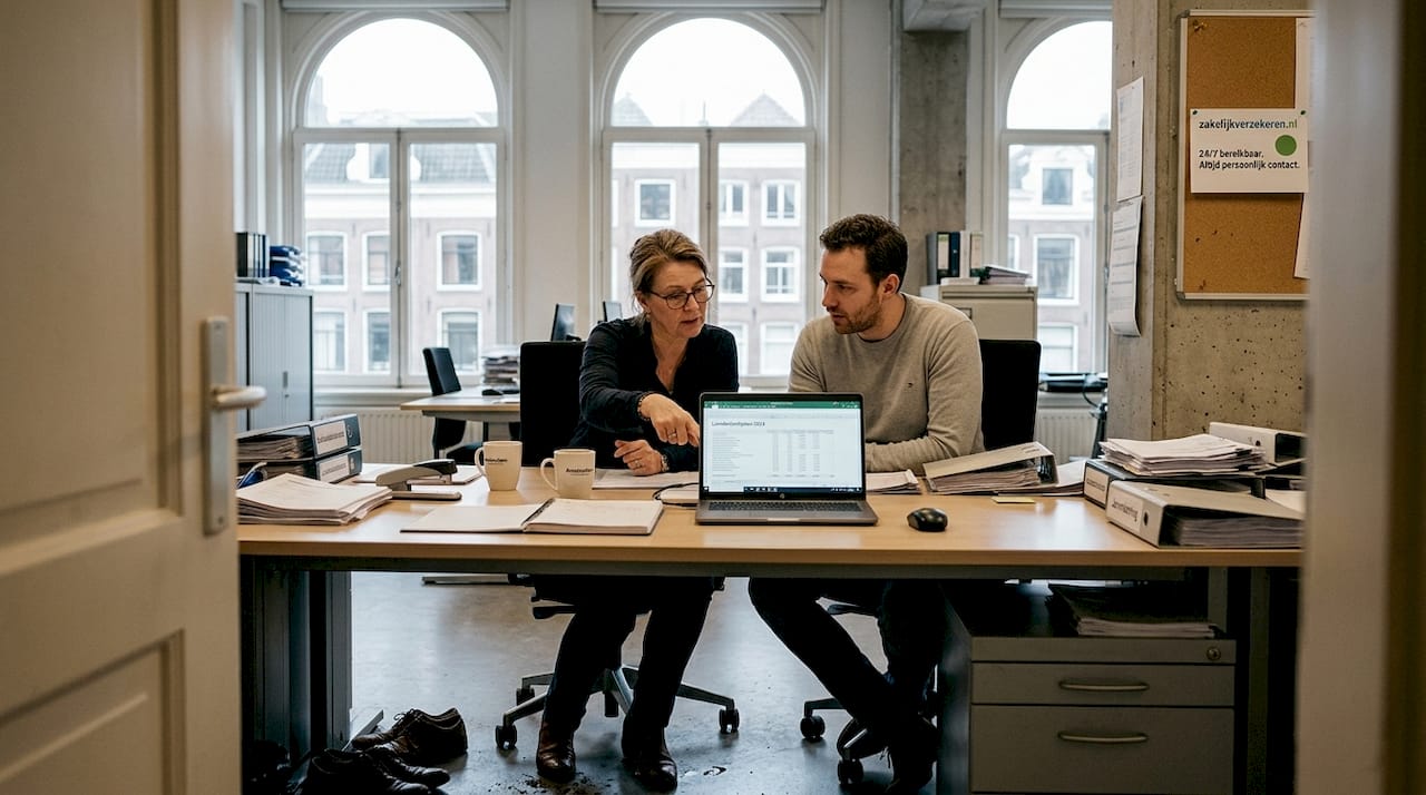 Een mkb-ondernemer bespreekt het ziekteverzuim met zijn team.