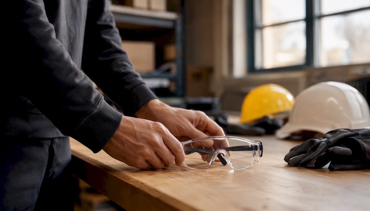 Iemand die zijn handschoenen zorgvuldig goed aantrekt