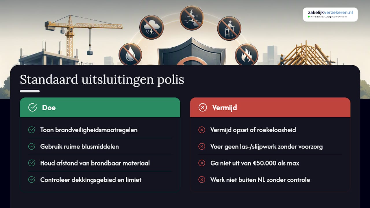Welke uitsluitingen staan er standaard in de polisvoorwaarden? — overview diagram