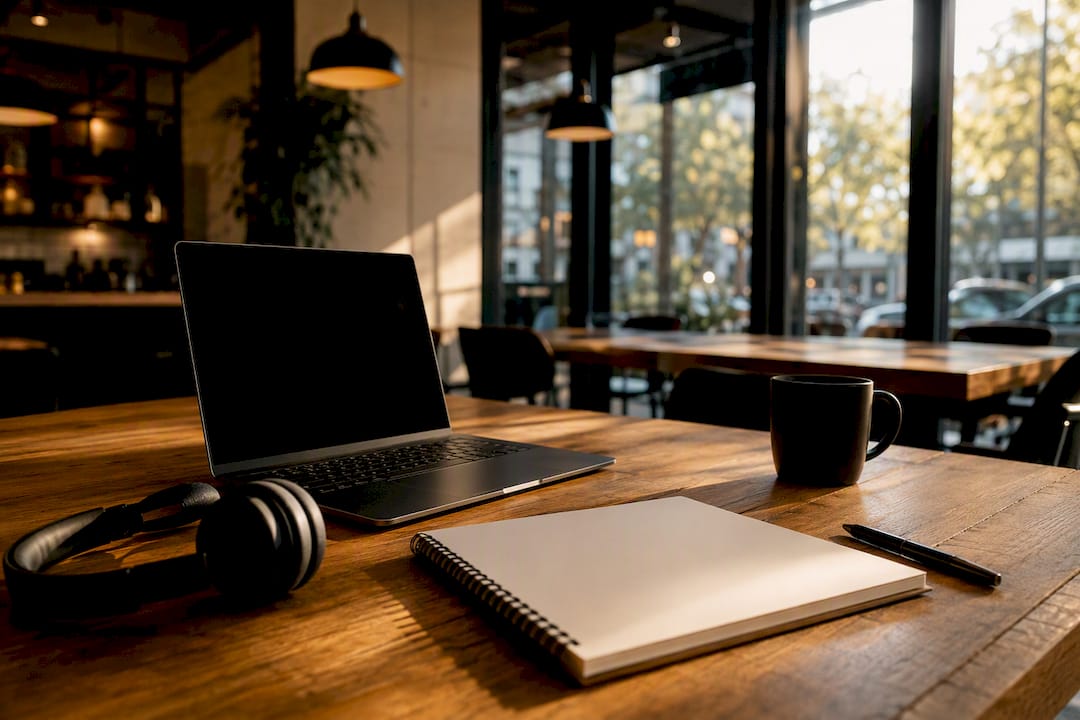 Adviseur aan bureau met laptop en headset