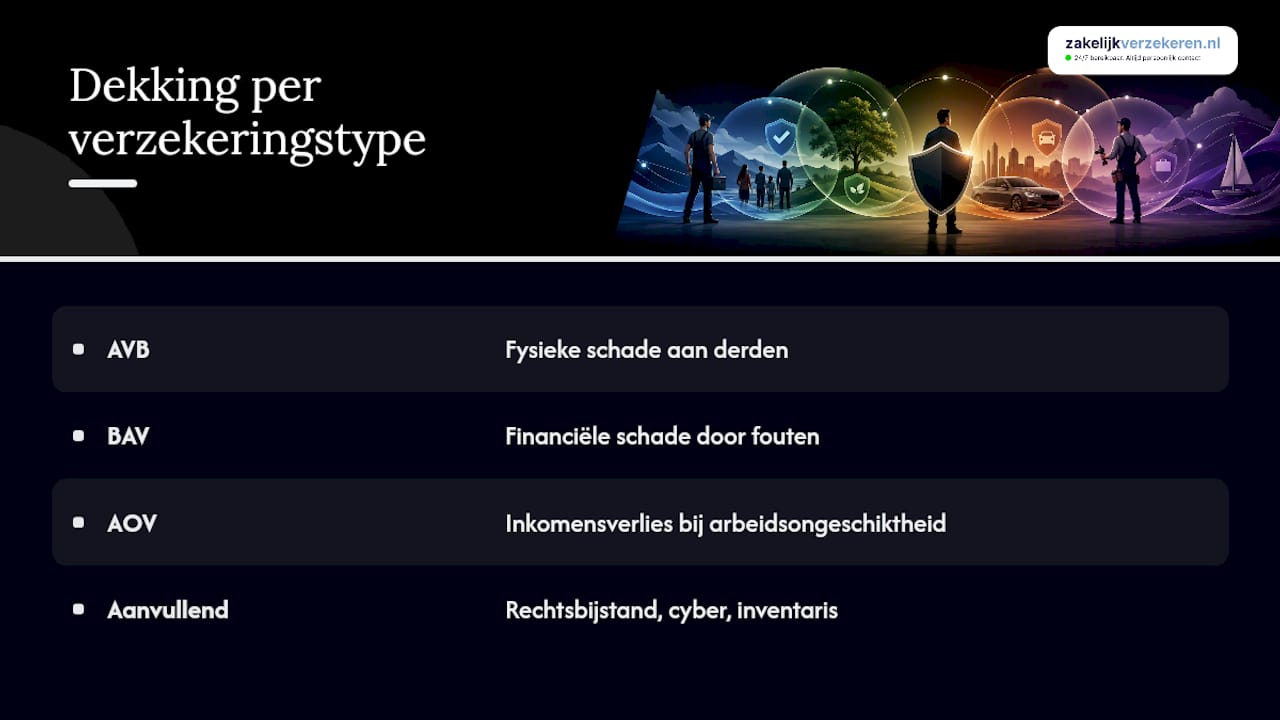 Vergelijking van AVB, BAV, AOV en aanvullende verzekeringen