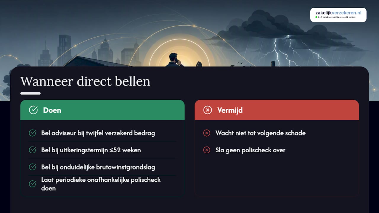 Wanneer bel je direct je adviseur? — overview diagram
