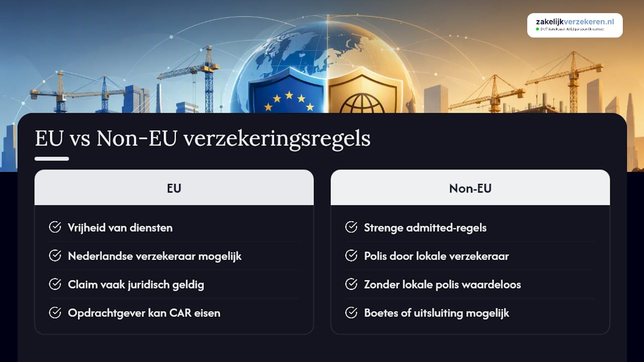 Vergelijking van verzekeringsacceptatie binnen en buiten de EU