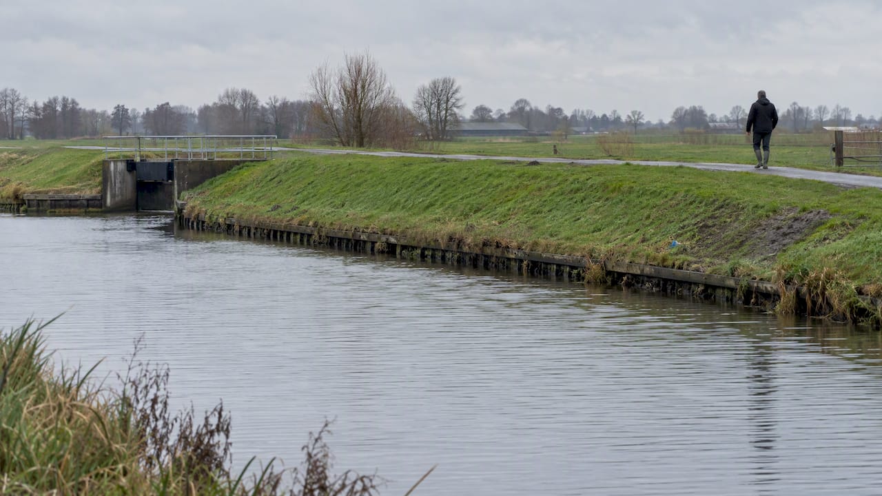 Regionale grasdijk langs een kanaal