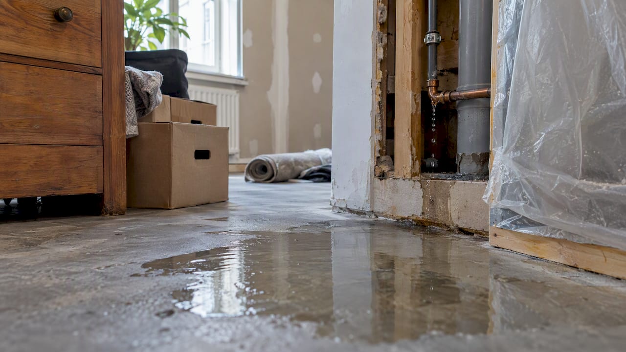 Waterschade door een lekkende leiding in een huurwoning