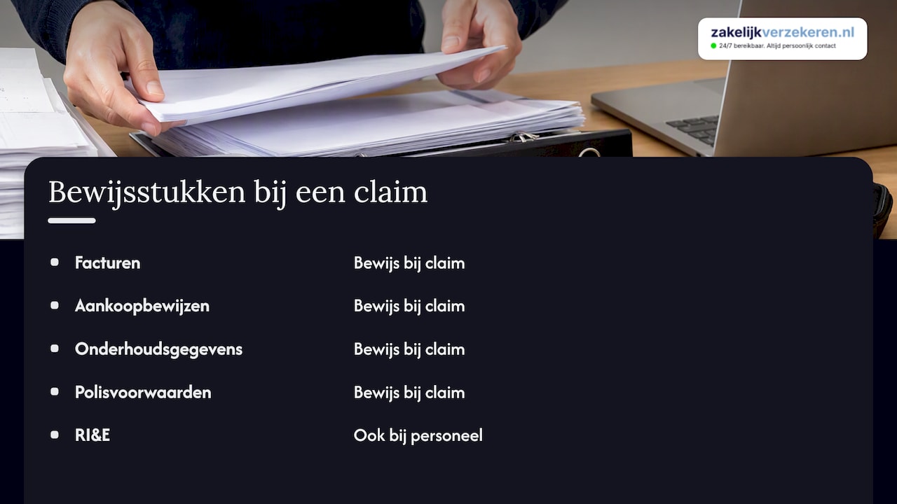 Bewijsstukken voor een zakelijke verzekeringsclaim